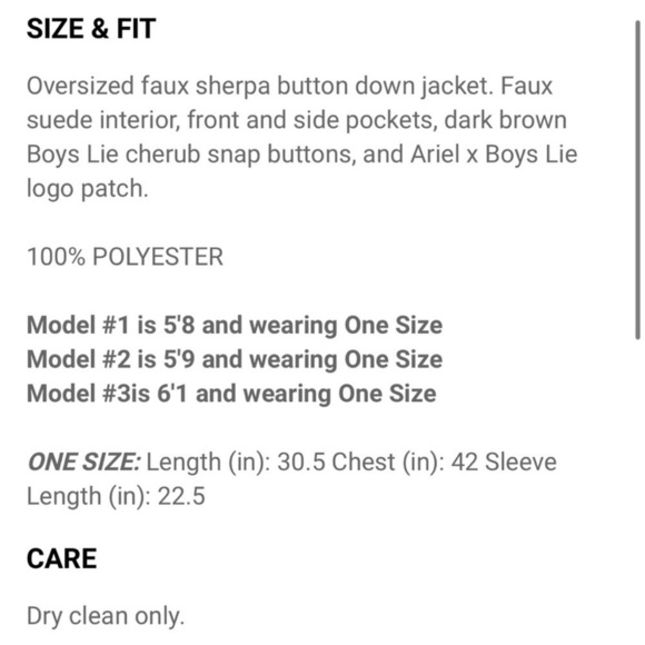 Boys Lie x Ariel Wrapped In Your Lies Sherpa Button Jacket RARE NEW - Picture 4 of 13